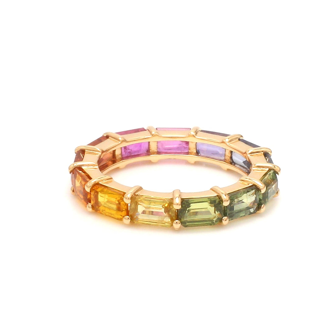 Rainbow Sapphire East West Thin Ring - qivii