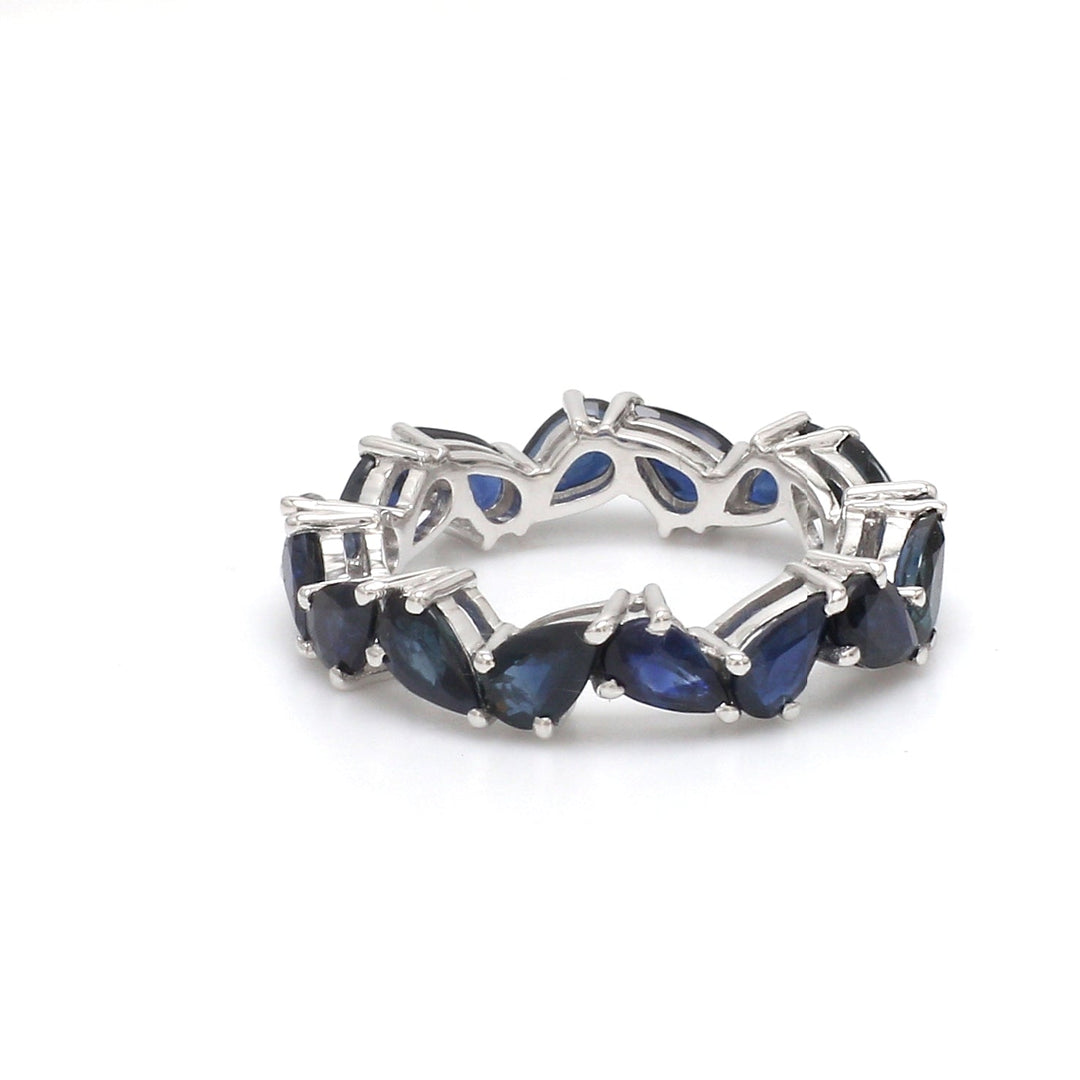 Blue Sapphire Zig Zag Pear Ring - qivii