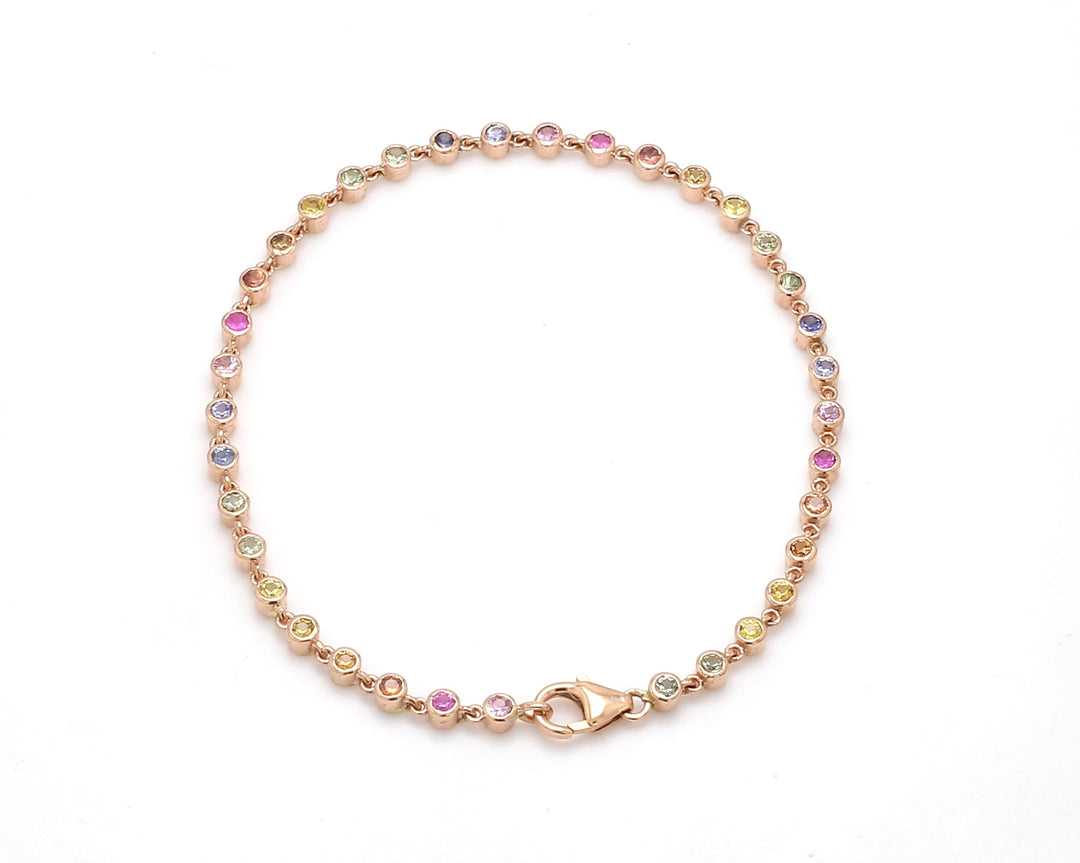Rainbow Sapphire 2MM Bezel Bracelet - qivii