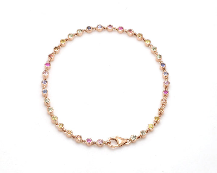 Rainbow Sapphire 2MM Bezel Bracelet - qivii