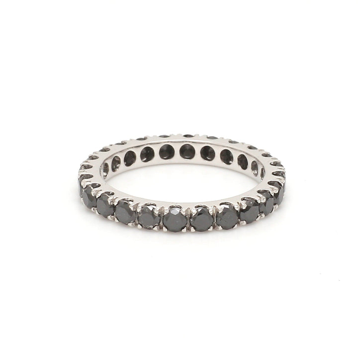 Black Diamond Round Eternity Ring - qivii