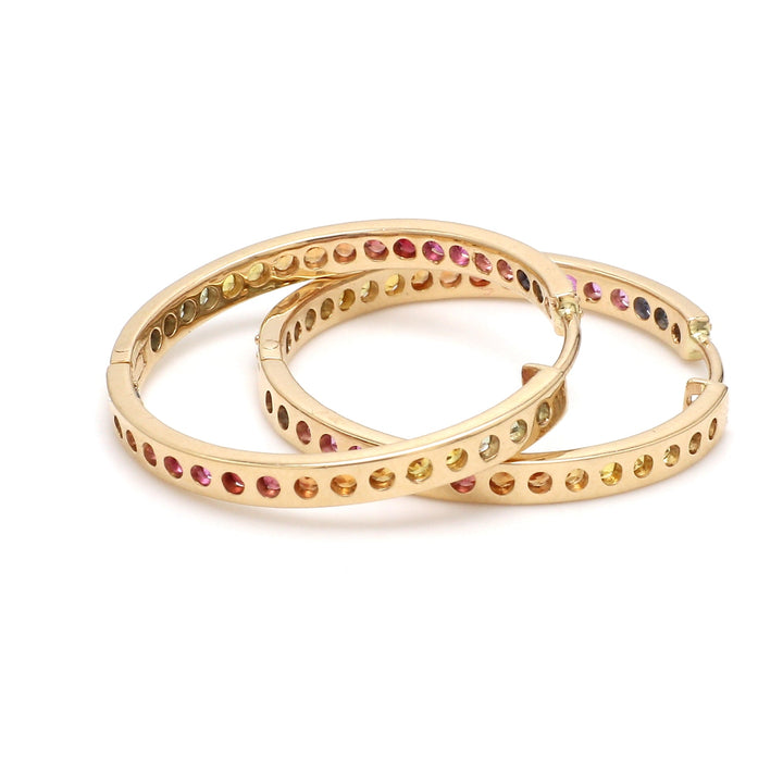 Rainbow Sapphire 2MM Hoops - qivii