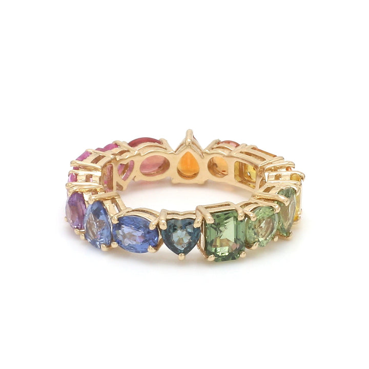 Rainbow Sapphire Mix Shape Ring - qivii