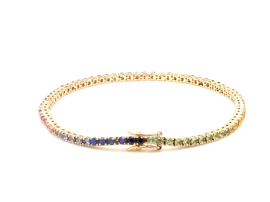 Rainbow Sapphire 2MM Bracelet (Single Rainbow) - qivii