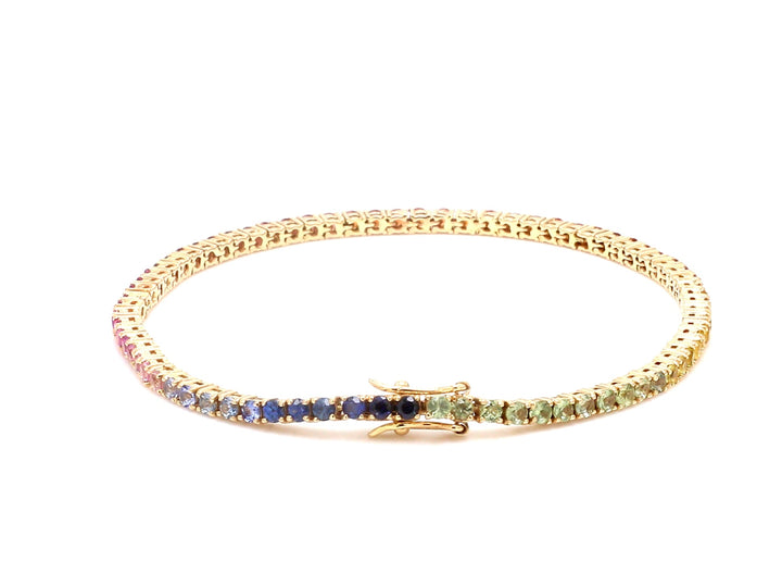 Rainbow Sapphire 2MM Bracelet (Single Rainbow) - qivii