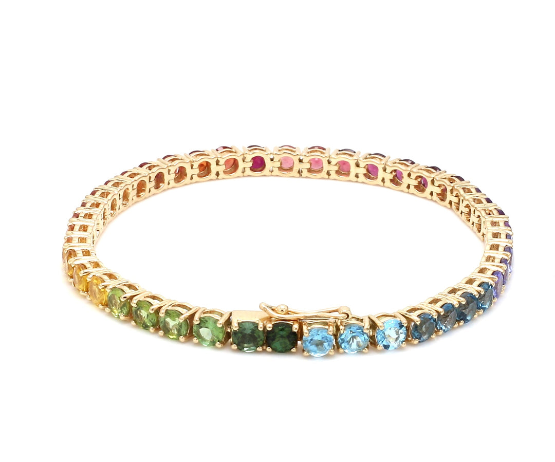 Rainbow Gemstone 4MM Round Bracelet - qivii