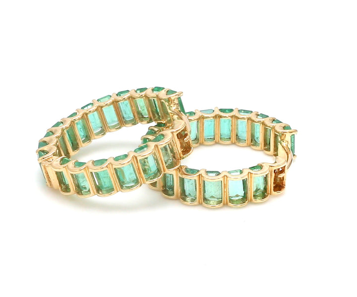 Emerald Octagon Mini Hoops - qivii