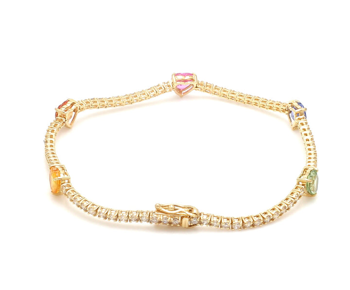 Rainbow Sapphire Heart Diamond Bracelet - qivii