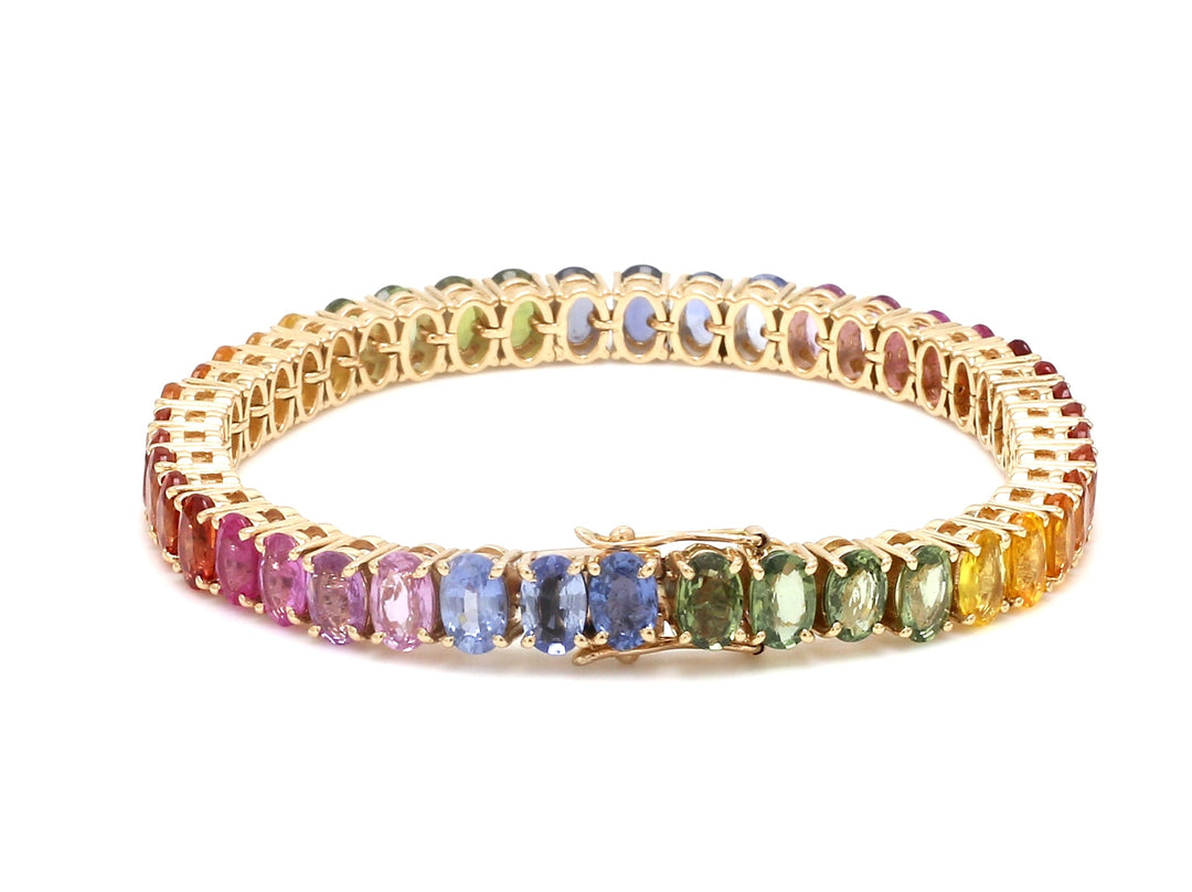 Rainbow Sapphire 6x4MM Oval Bracelet - qivii
