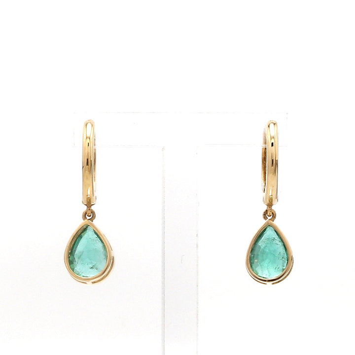 Emerald Bezel Set Pear Mini Earrings - qivii
