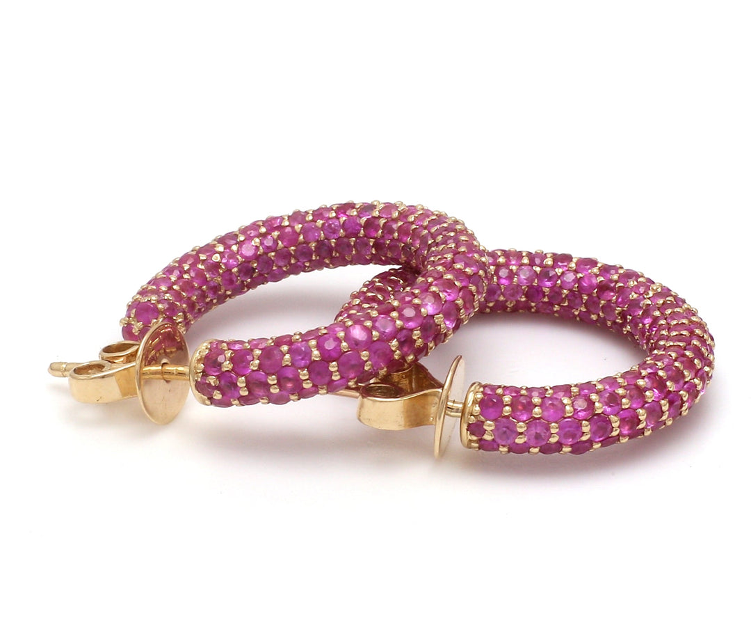 Pink Sapphire Pave Set Earrings Gold - qivii