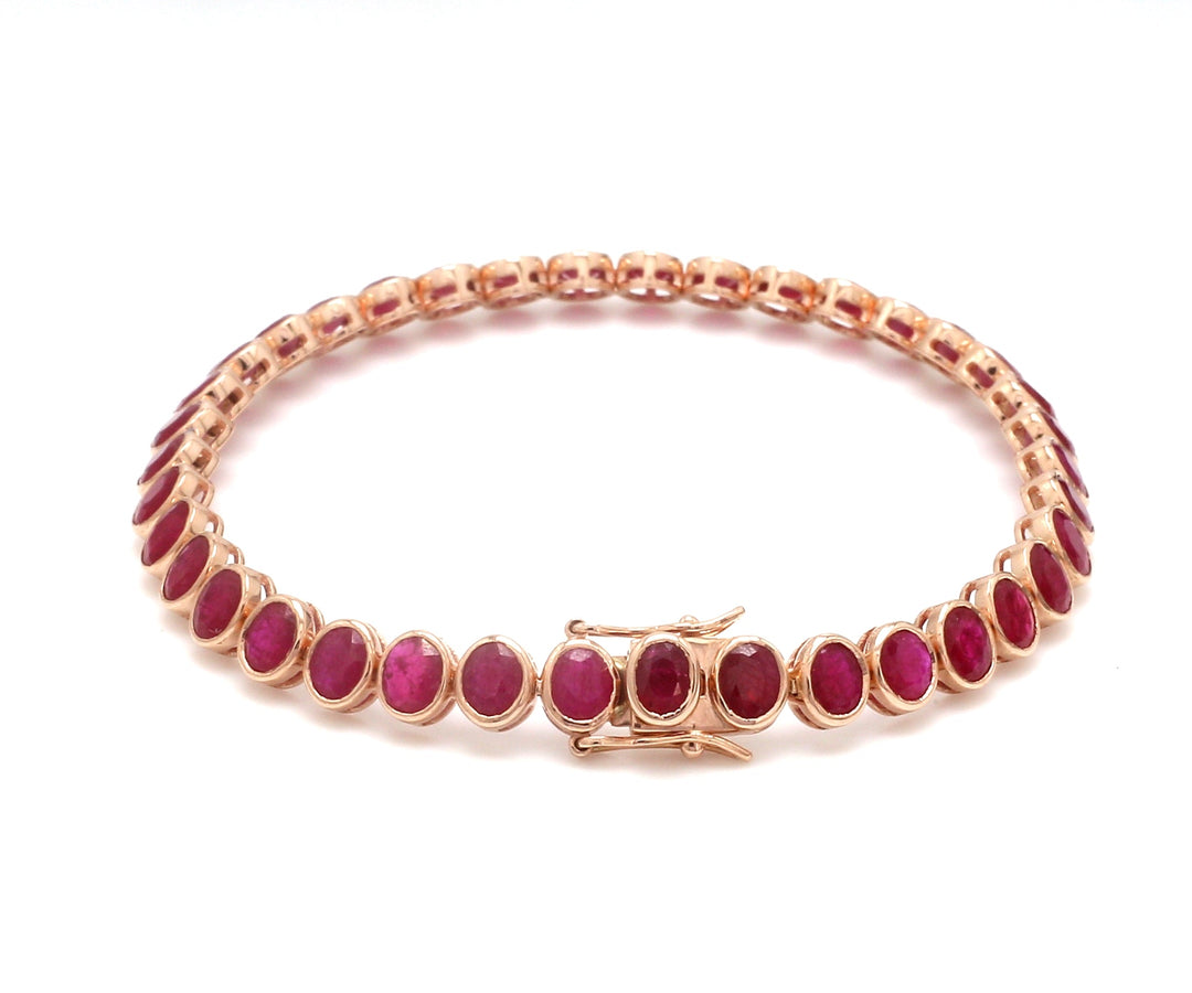 Ruby Oval Bezel Set Tennis Bracelet - qivii