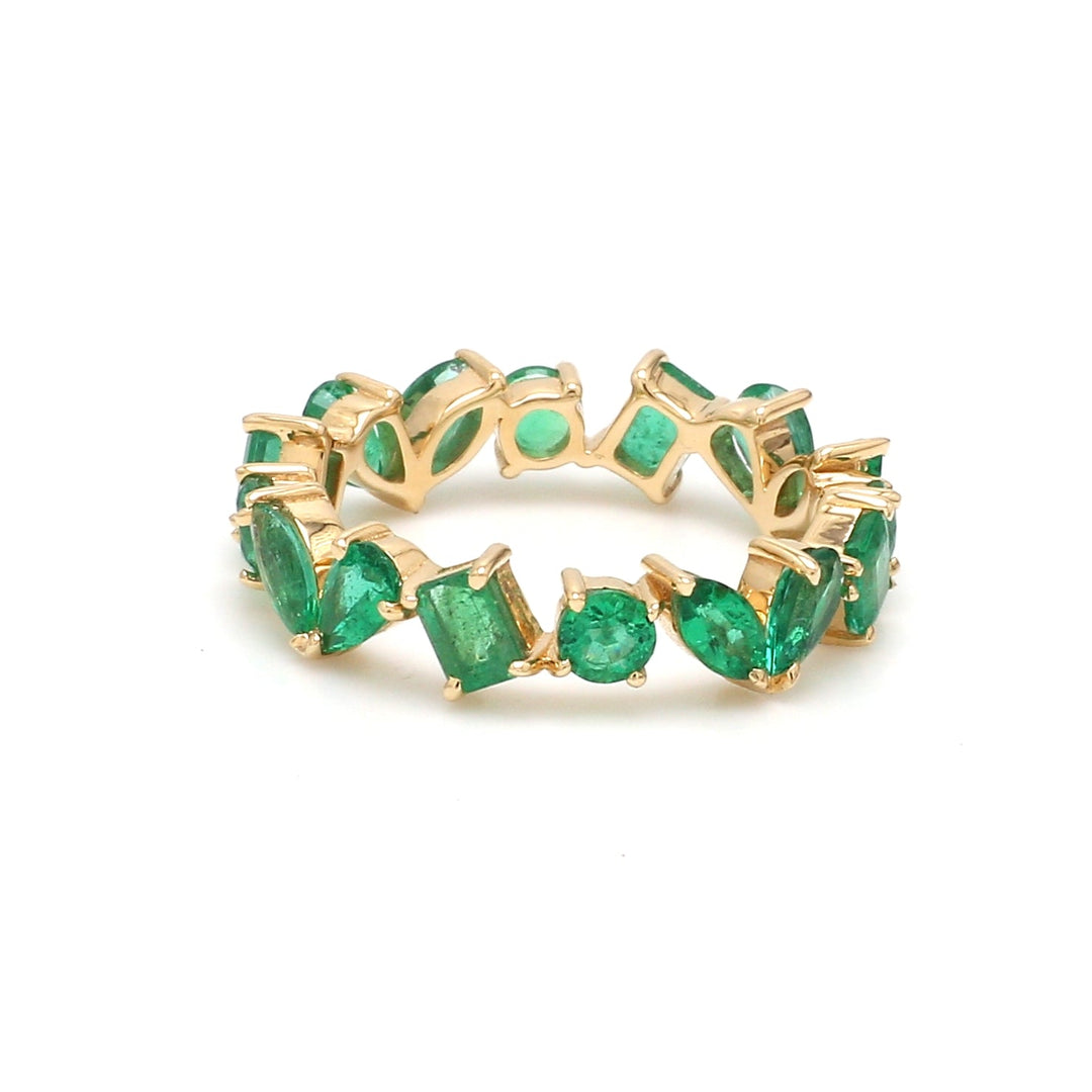 Emerald Mix Shape Eternity Band Ring - qivii