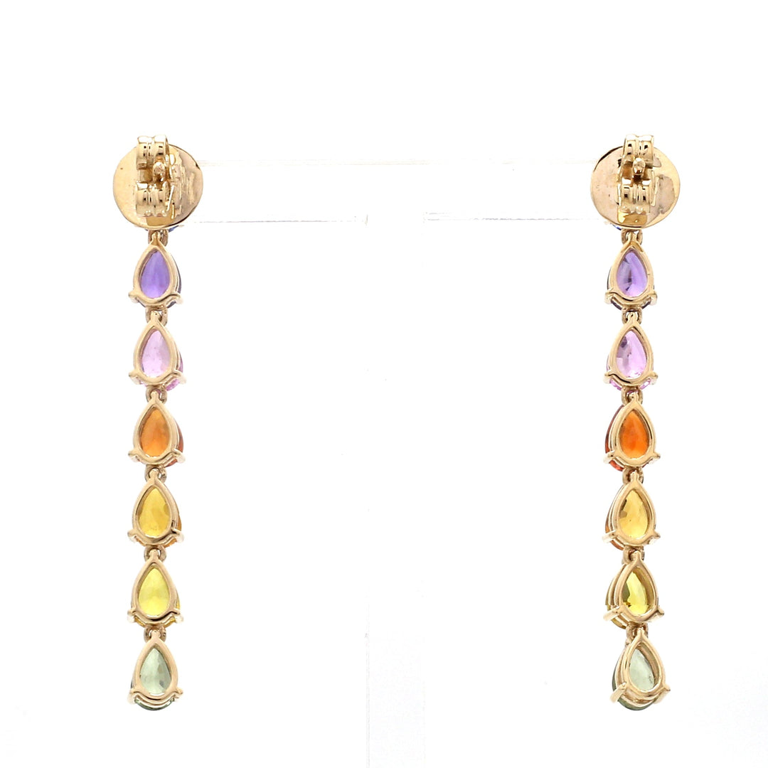 Rainbow Sapphire Pear Link Earrings - qivii