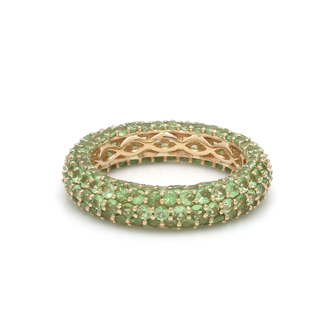 Tsavorite Pave Eternity Band Ring - qivii