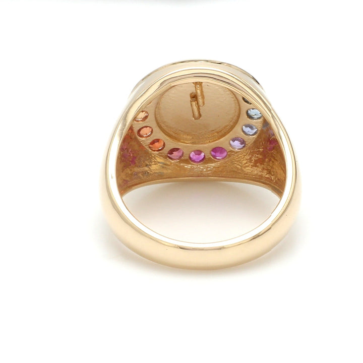 Rainbow Sapphire Letter Signet Ring - qivii