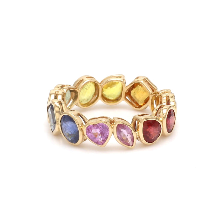 Rainbow Sapphire Mix Shape Bezel Ring - qivii