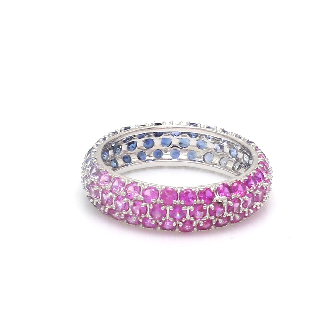 Blue Pink Purple Sapphire Pave Ombre Ring - qivii