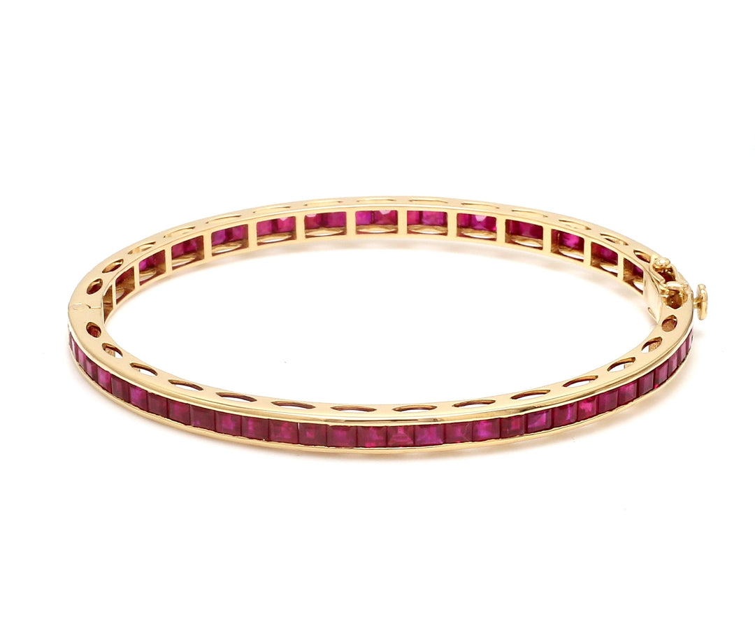 Ruby Princess Cut Channel Set Bangle - qivii