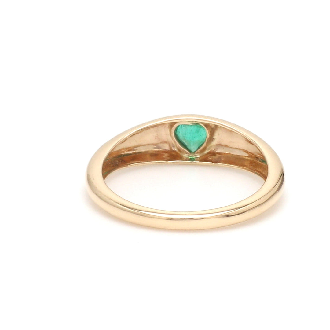Emerald Heart Flush Set Mini Chunky Ring - qivii