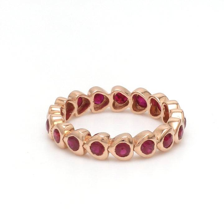 Ruby Heart Round Ring - qivii