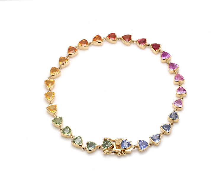 Rainbow Sapphire Trillion Link Bracelet - qivii
