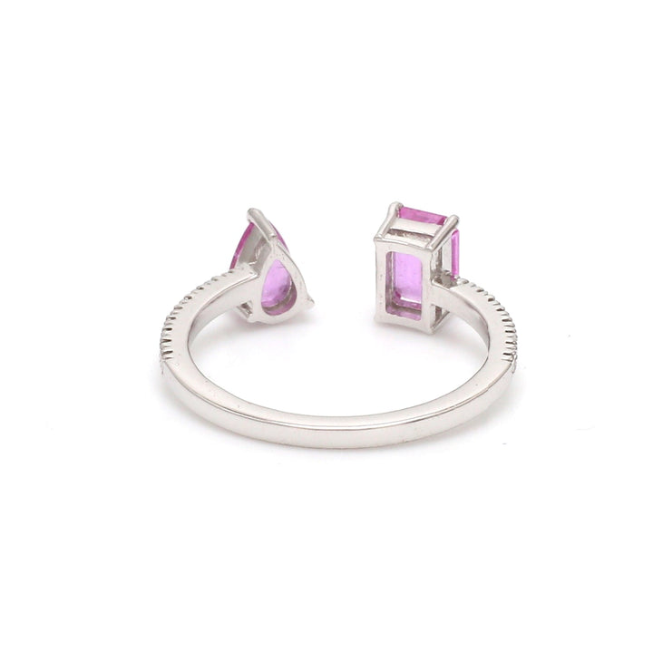 Pink Sapphire Octagon and Pear Open Ring - qivii