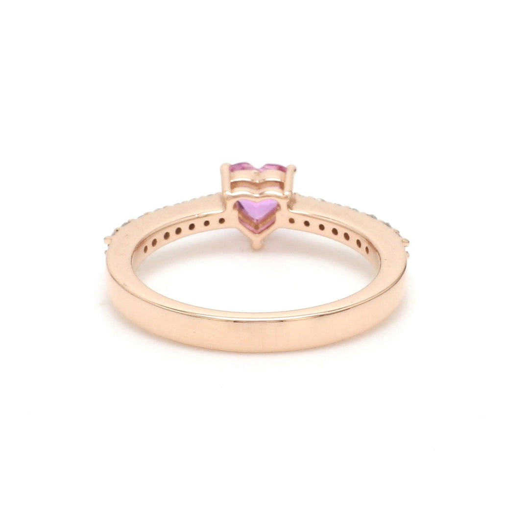 Pink Sapphire Heart Solitaire Ring - qivii