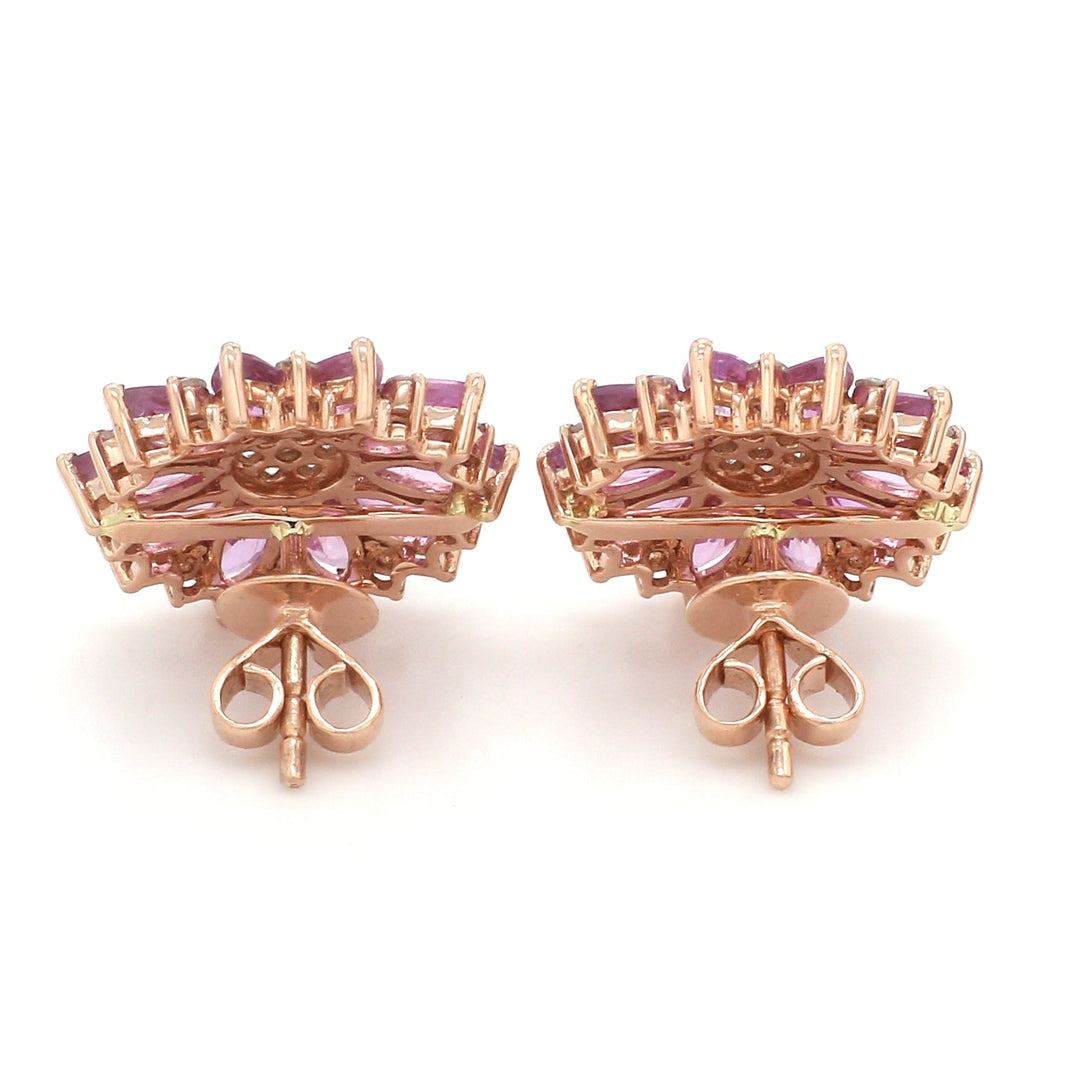 Pink Sapphire Marquise Flower Studs - qivii
