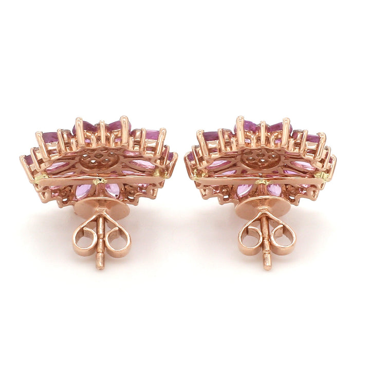Pink Sapphire Marquise Flower Studs - qivii