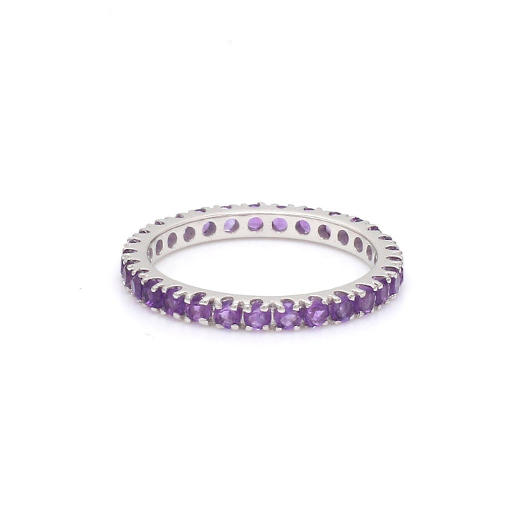 Amethyst Round Thin Eternity Band Ring - qivii
