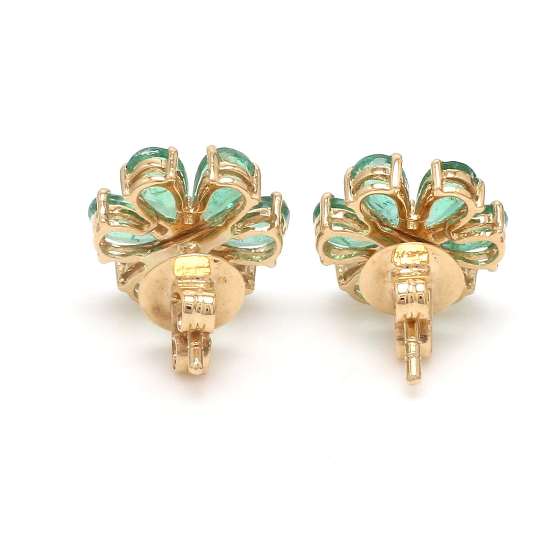 Emerald Pear Flower Studs - qivii