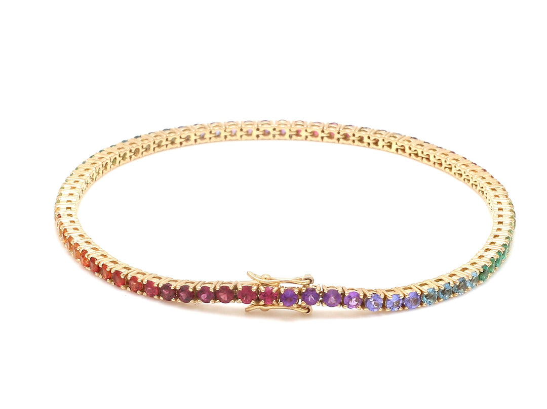Rainbow Gemstone 2.50MM Tennis Bracelet - qivii