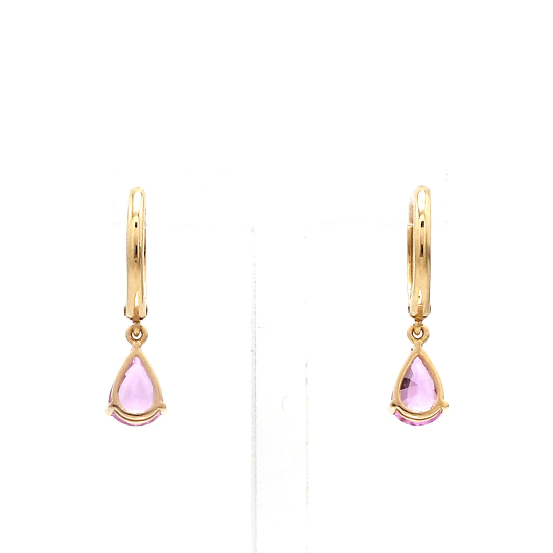 Pink Sapphire Pear Prong Set Mini Earrings - qivii