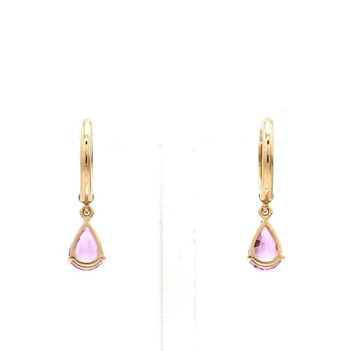 Pink Sapphire Pear Prong Set Mini Earrings - qivii