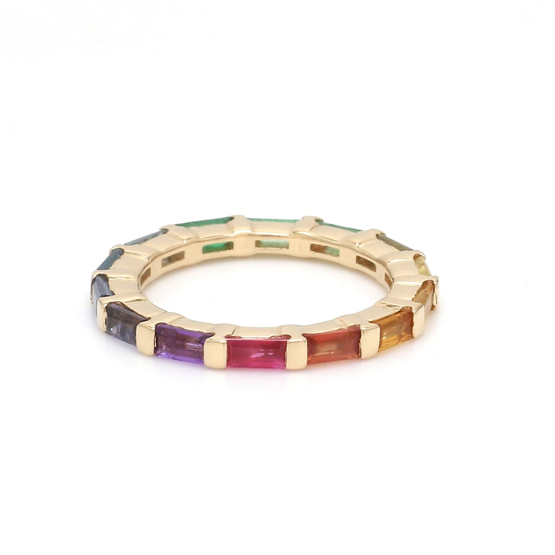 Rainbow Gemstone Bar Set Ring - qivii