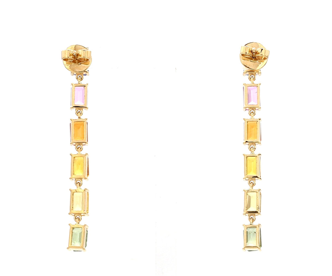 Rainbow Sapphire Emerald Cut Link Earrings - qivii