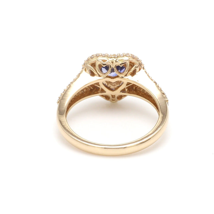 Blue Sapphire Heart Pinky Ring - qivii