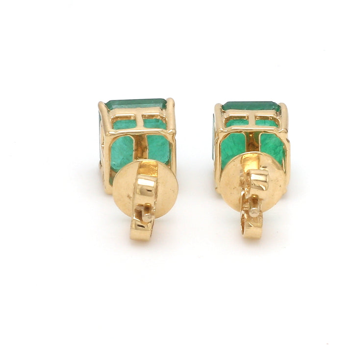Emerald Asscher Cut Prong Set Studs - qivii