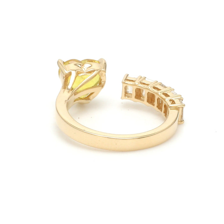 Yellow Sapphire Heart Diamond Open Ring - qivii