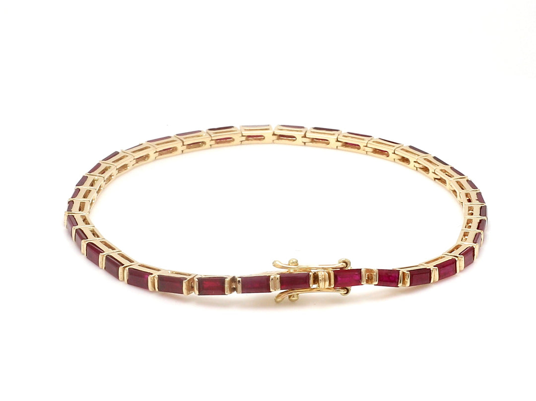 Real Ruby Baguette Channel Set Tennis Bracelet - qivii