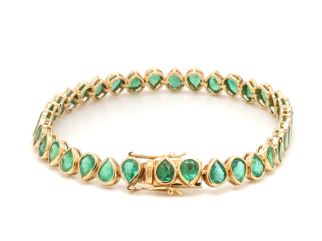 Emerald Pear Bezel Set Upside Down Bracelet - qivii