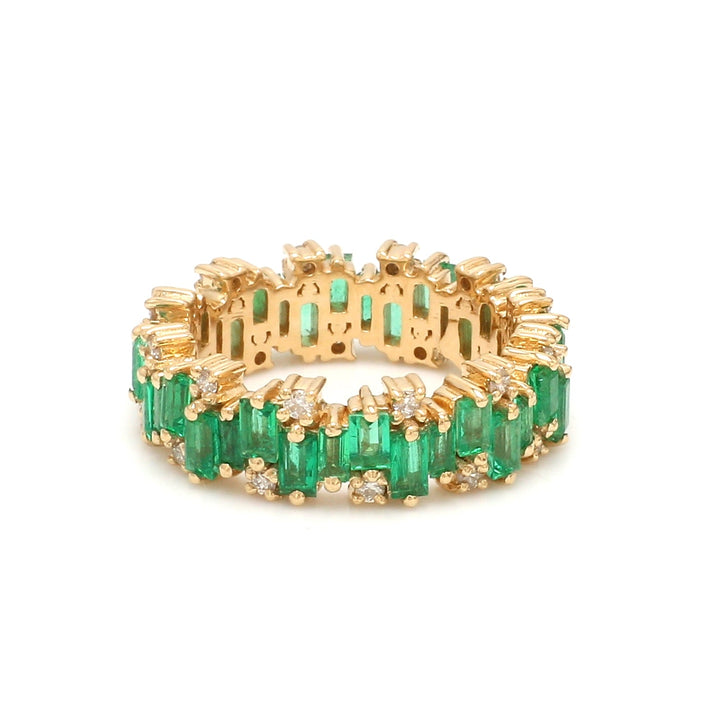 Emerald and Diamond Zig Zag Ring - qivii