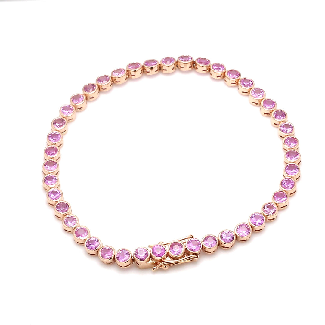 Pink Sapphire Bezel Set Bracelet - qivii
