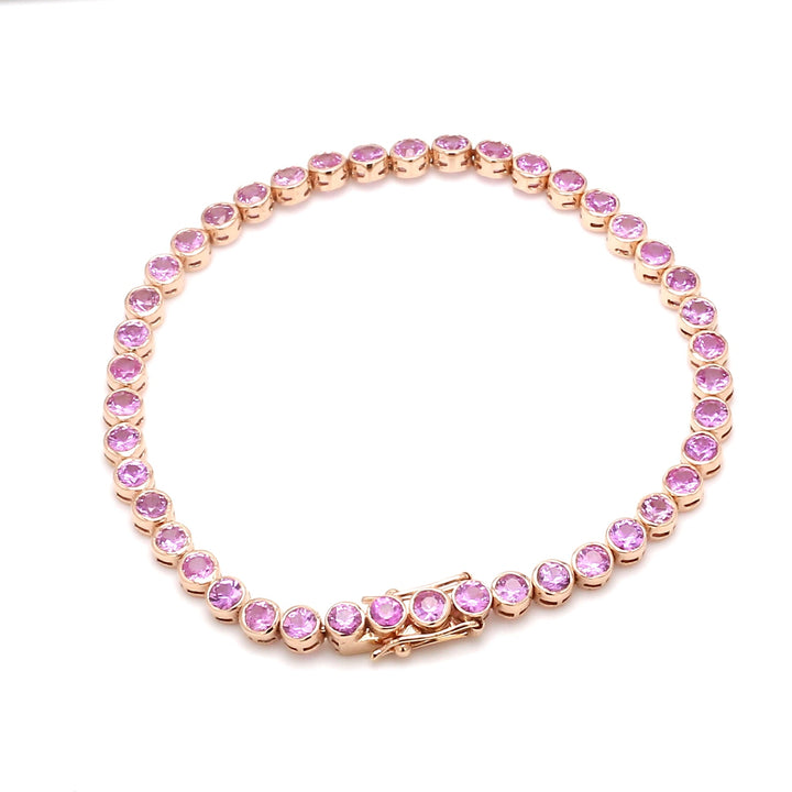 Pink Sapphire Bezel Set Bracelet - qivii