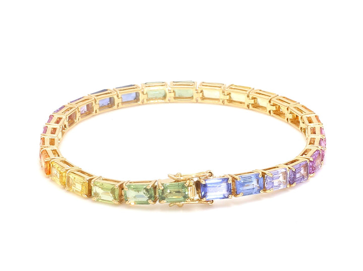 Rainbow Sapphire Big Emerald Cut Bracelet - qivii