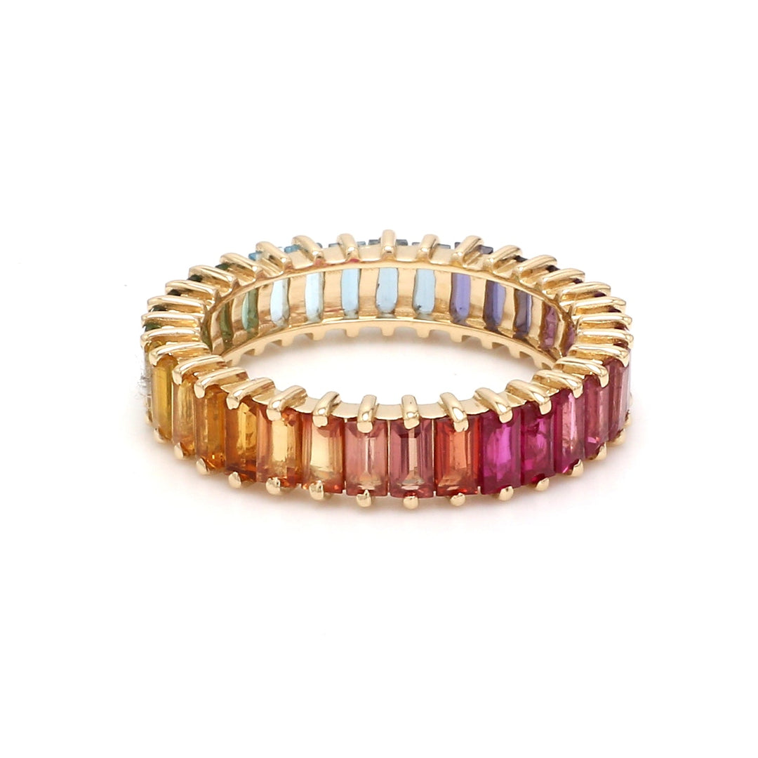 Rainbow Gemstone Vertical Baguette Ring - qivii