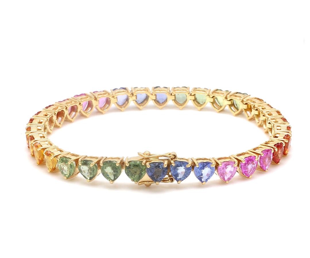 Rainbow Sapphire Big Heart Bracelet - qivii