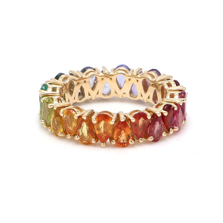 Rainbow Gemstone Pear Upside Down Ring - qivii