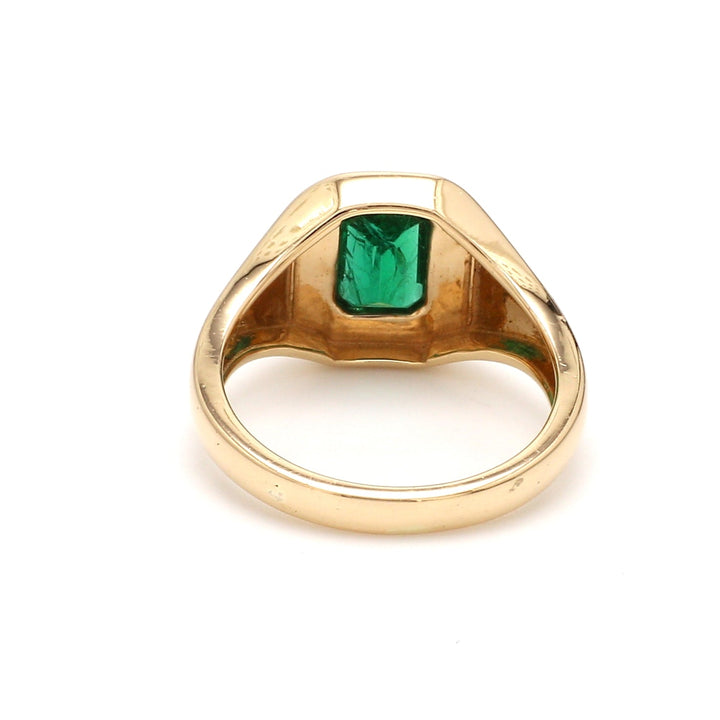 Emerald Octagon Bezel Set Signet Ring - qivii